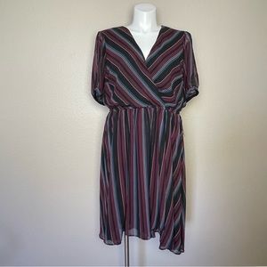 LANE BRYANT STRIPED SURPLICE DRESS